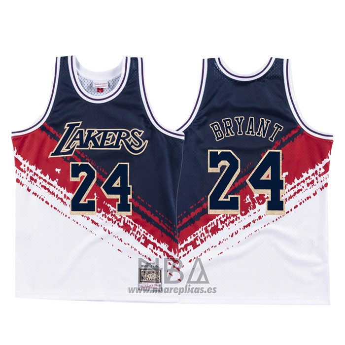 Camiseta Los Angeles Lakers Kobe Bryant NO 24 Independence Day Mitchell & Ness Blanco